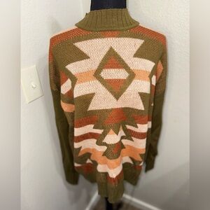 Savanna Jane Aztec Knitted High Neck Drop Shoulder Sweater-‎ Size Large